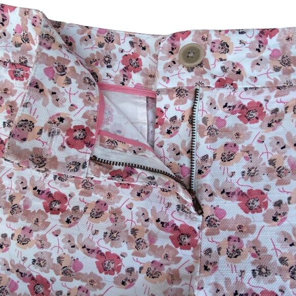 New LOFT by Ann Taylor Women's Pink Canvas Floral Flat Front Chino Short Size 10 - Picture 2 of 5